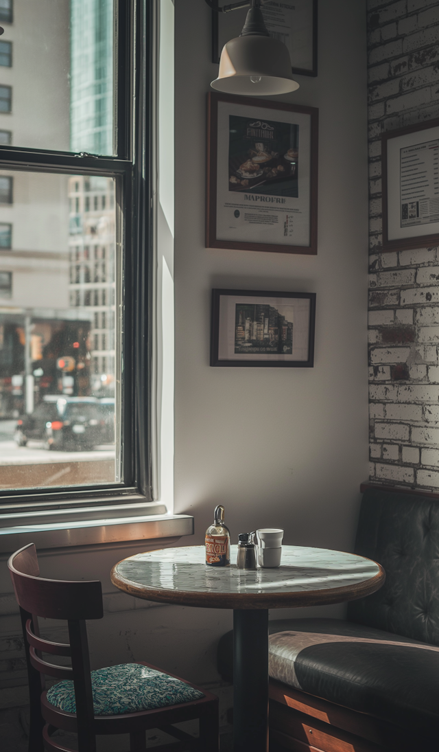 Cozy Cafe Corner With Cityscape View