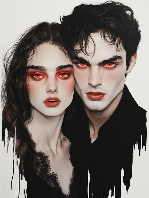 Gothic Portrait with Red Eyes