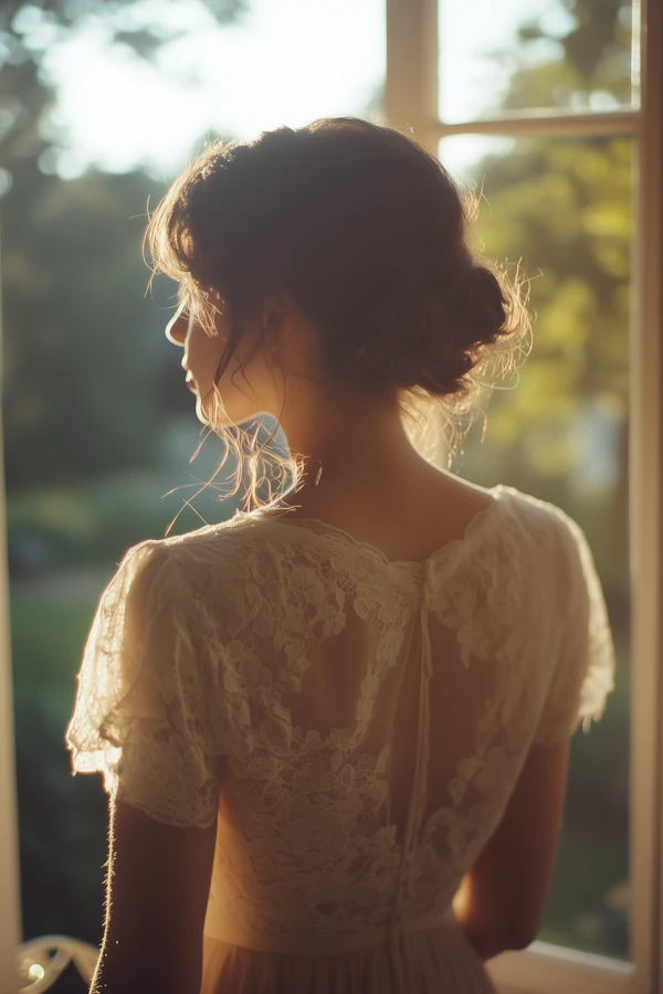 Serene Woman in Sunlit Setting