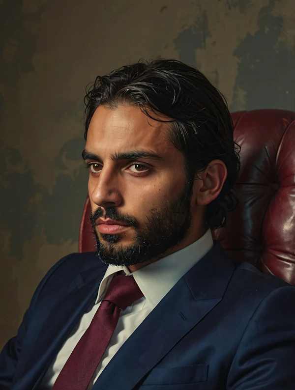 Man in Red Leather Chair