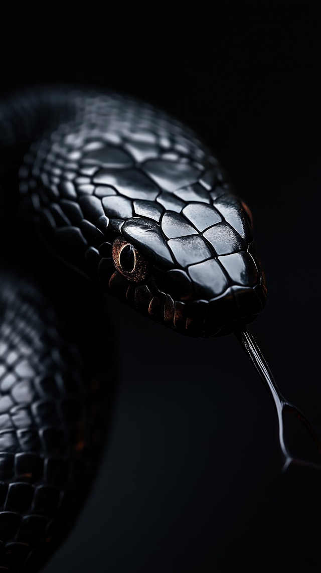 Close-up of Black Snake