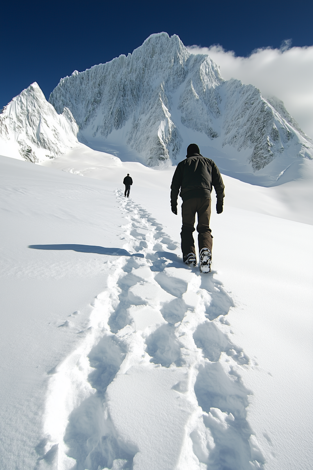 Trekking Through Snowy Mountains