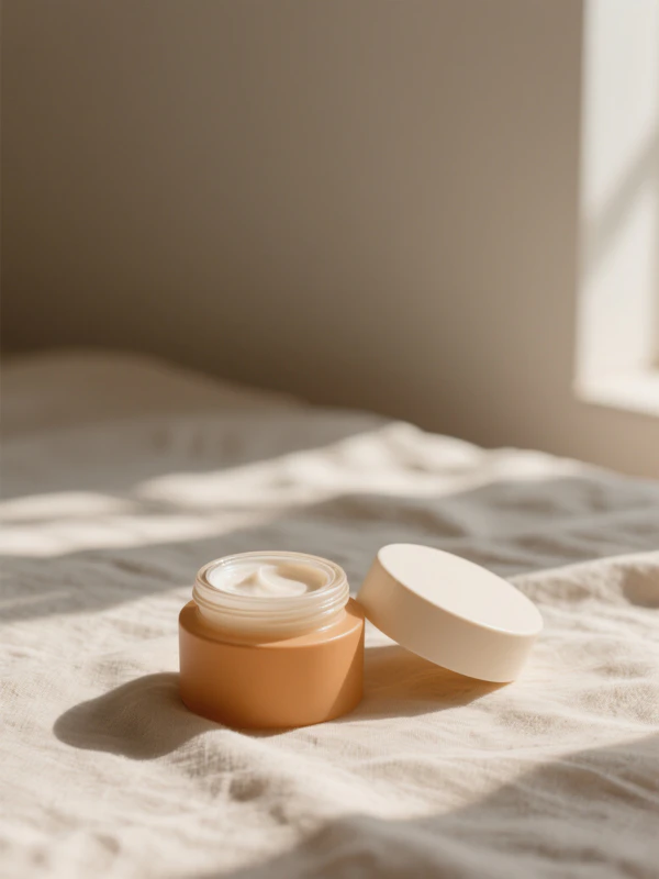 Cream Container on Fabric