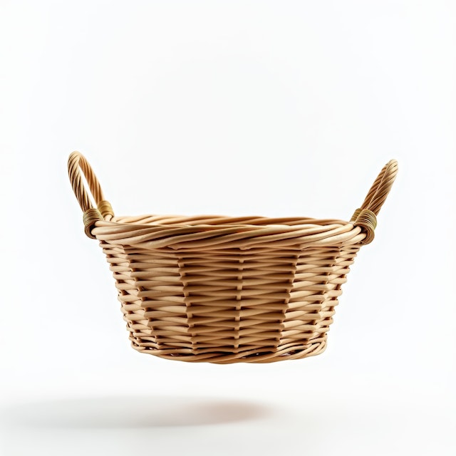 Wicker Basket on Light Background