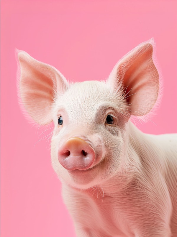 Portrait of a Young Pink Piglet