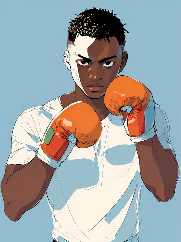 Young Man in Boxing Stance