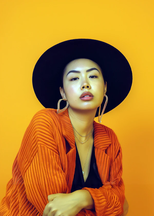 Stylish Woman with Chic Attire and Confident Gaze