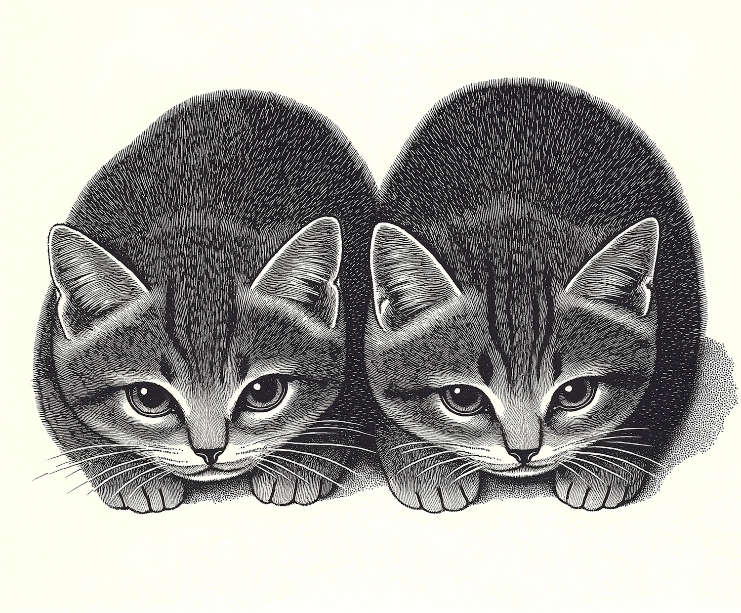 Monochromatic Illustration of Kittens