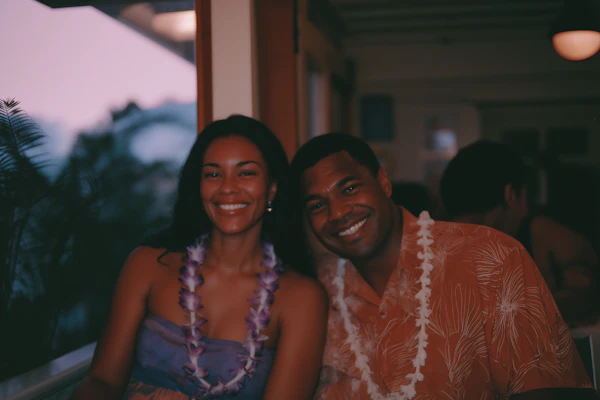 Smiling Couple in Lei
