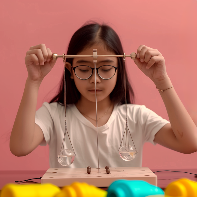 Young girl balancing scales