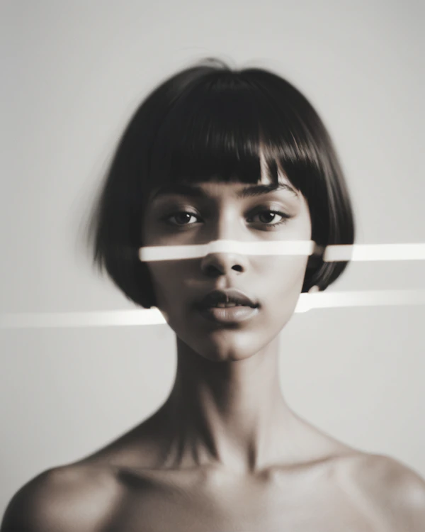 Futuristic Portrait with Light Band