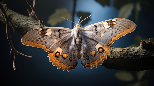 Detailed Moth on Tree Branch