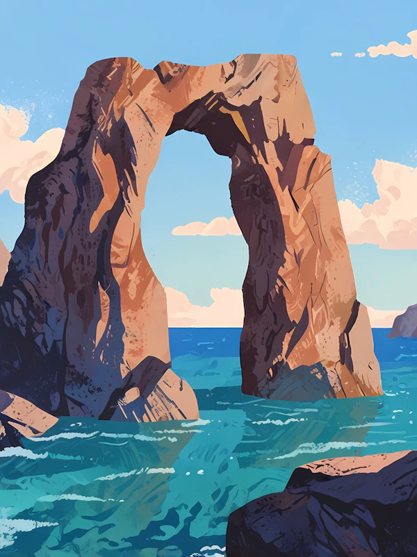 Ocean Rock Arch Scene