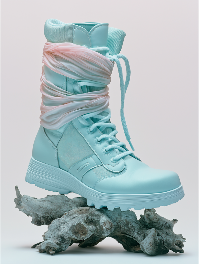 Pastel Turquoise Boot with Pink Fabric