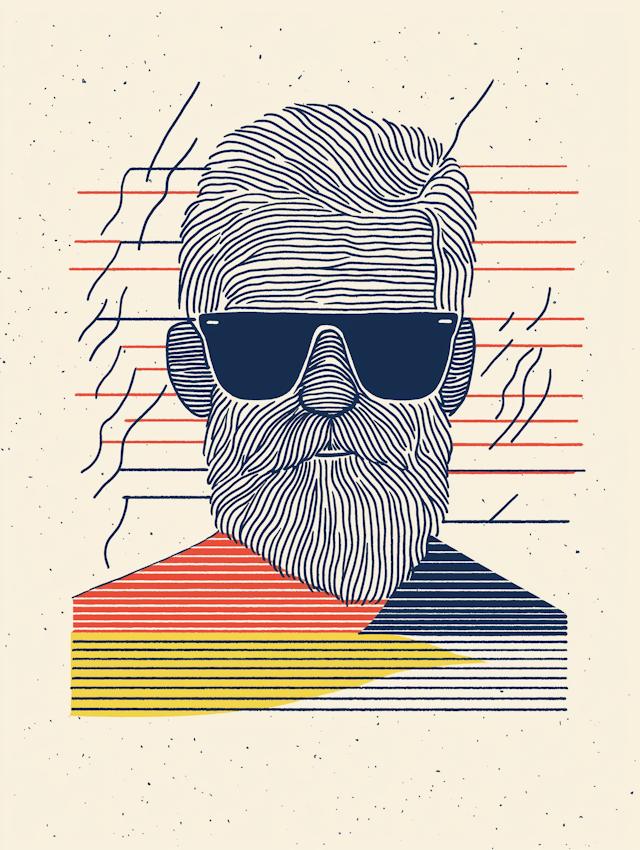 Stylized Man with Beard and Sunglasses