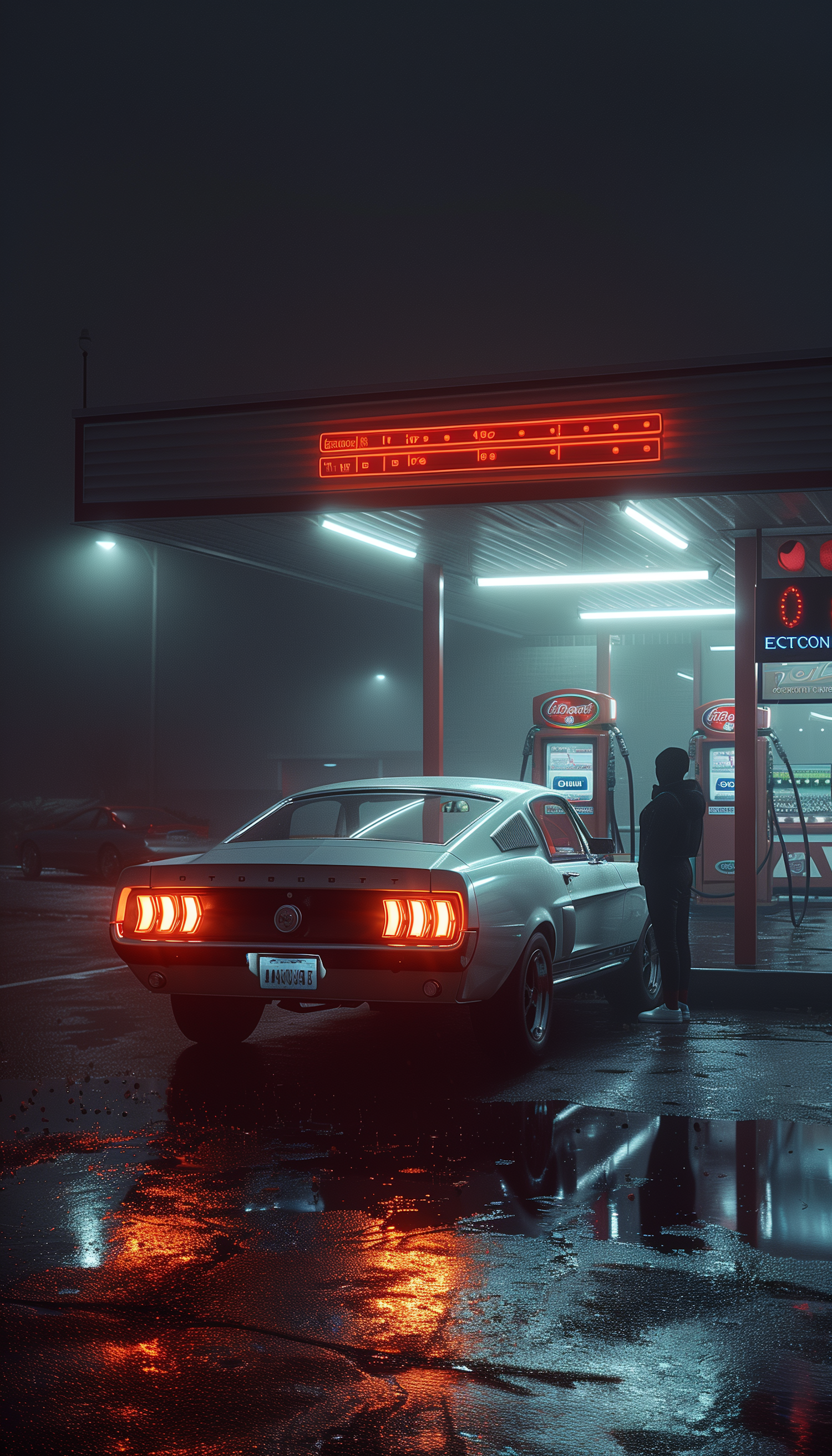 Moody Night at Gas Station