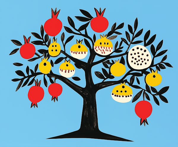 Whimsical Fruit Tree Illustration