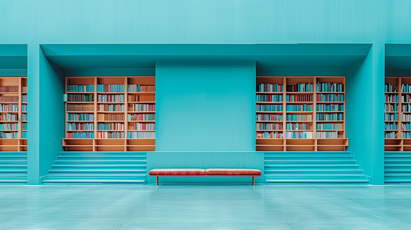 Symmetrical Turquoise Library Interior