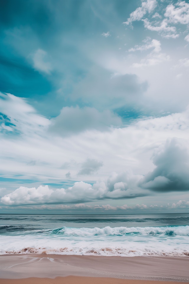 Tranquil Seascape with Dramatic Sky and Ocean Waves