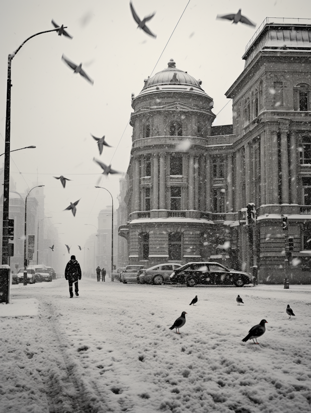 Solitary Winter Walk in the Historic City