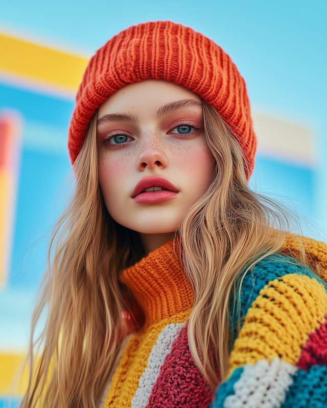 Portrait of a Young Woman in Vibrant Attire