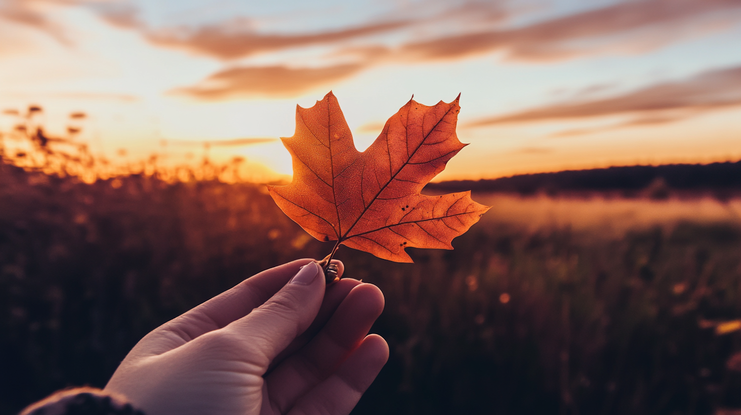 Autumn Leaf at Sunset