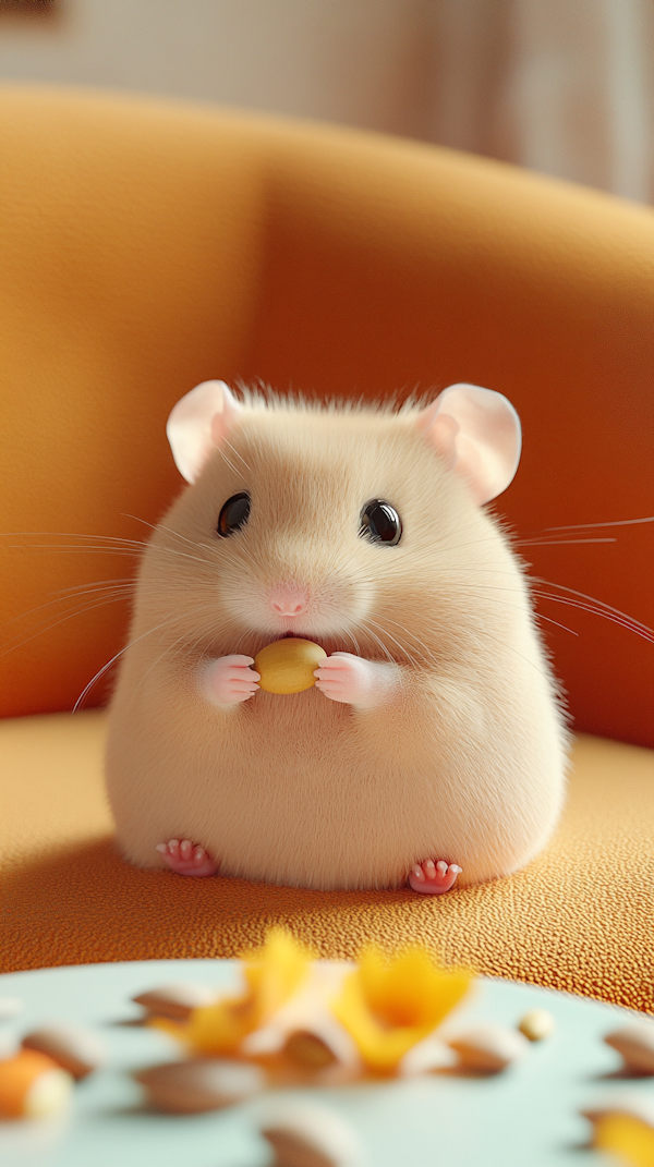 Adorable Hamster with Snack