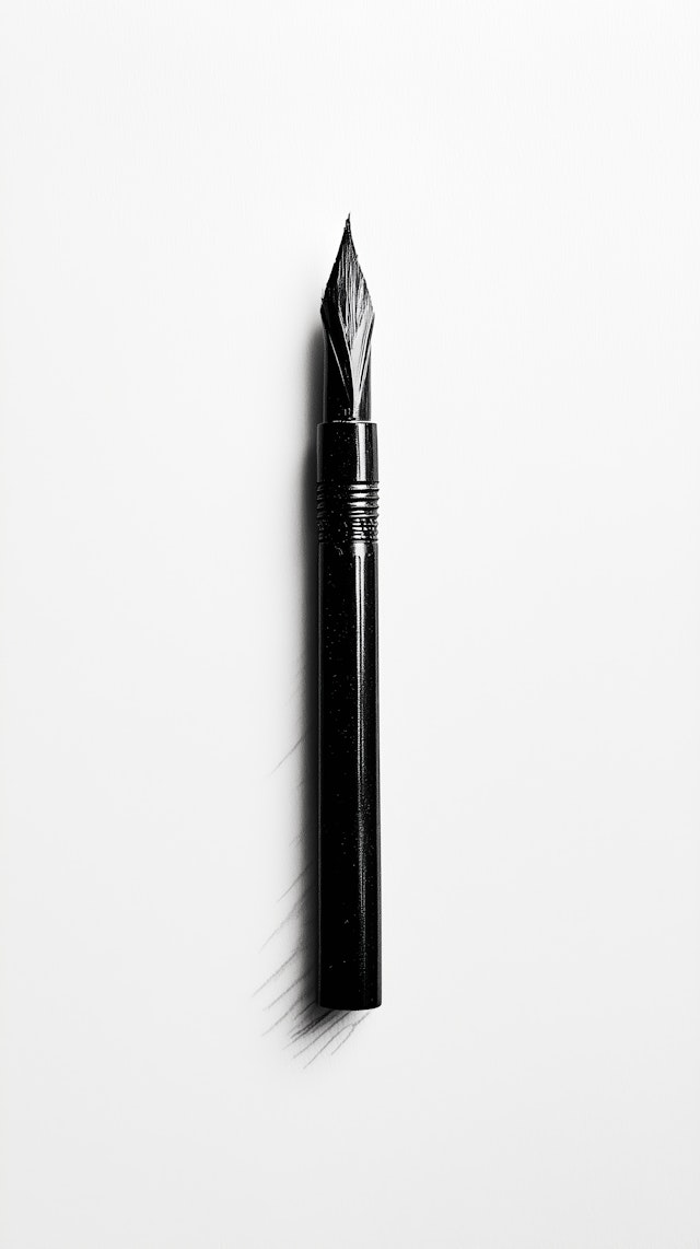 Black Fountain Pen Nib on White Background