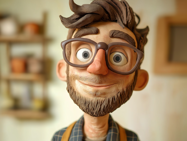 Claymation Character with Glasses