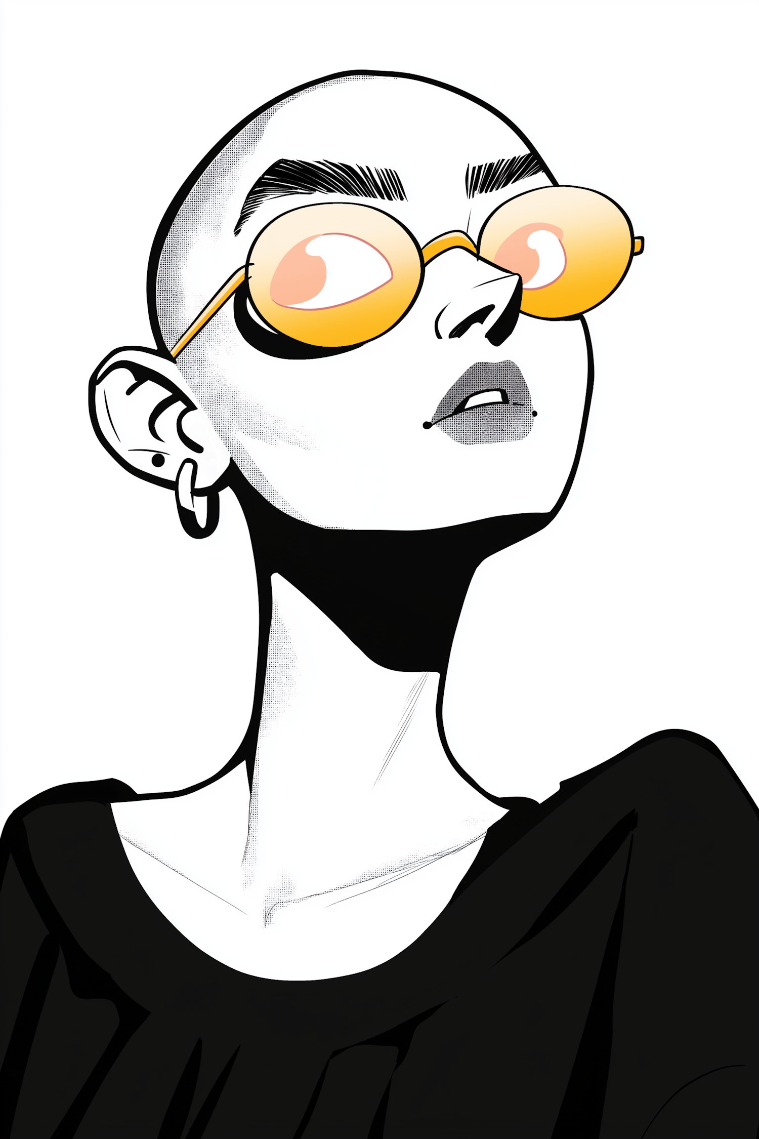 Stylized Portrait with Orange Sunglasses