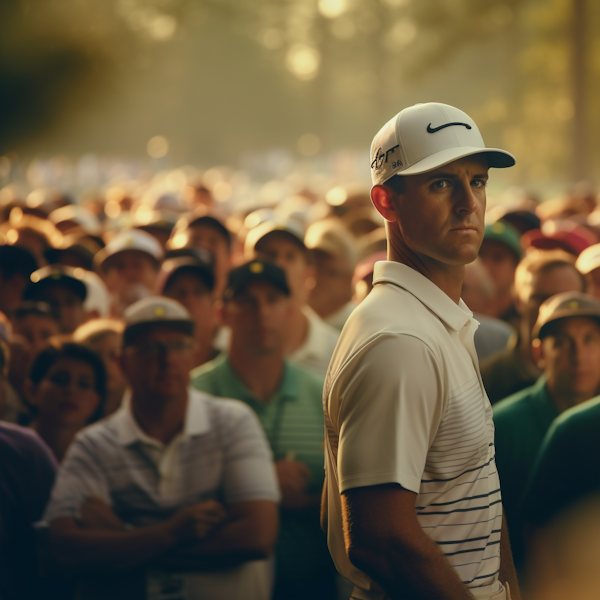 Focused Golfer before the Crowd