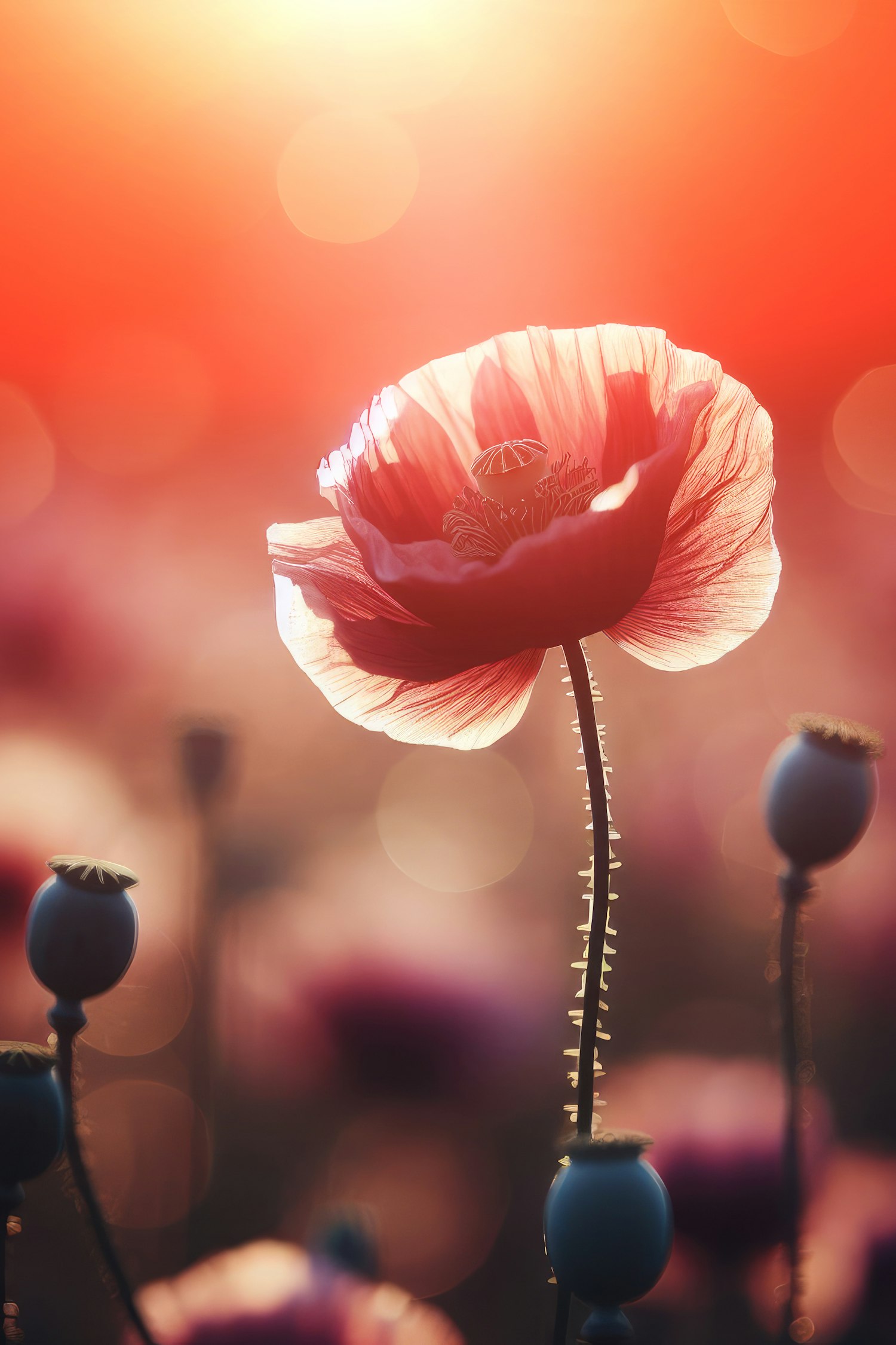 Translucent Red Poppy in Radiant Light