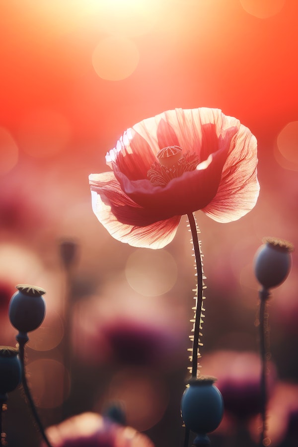 Translucent Red Poppy in Radiant Light