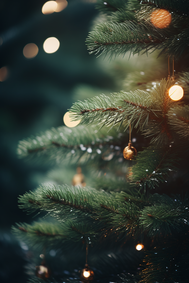 Glistening Dew on Festive Pines