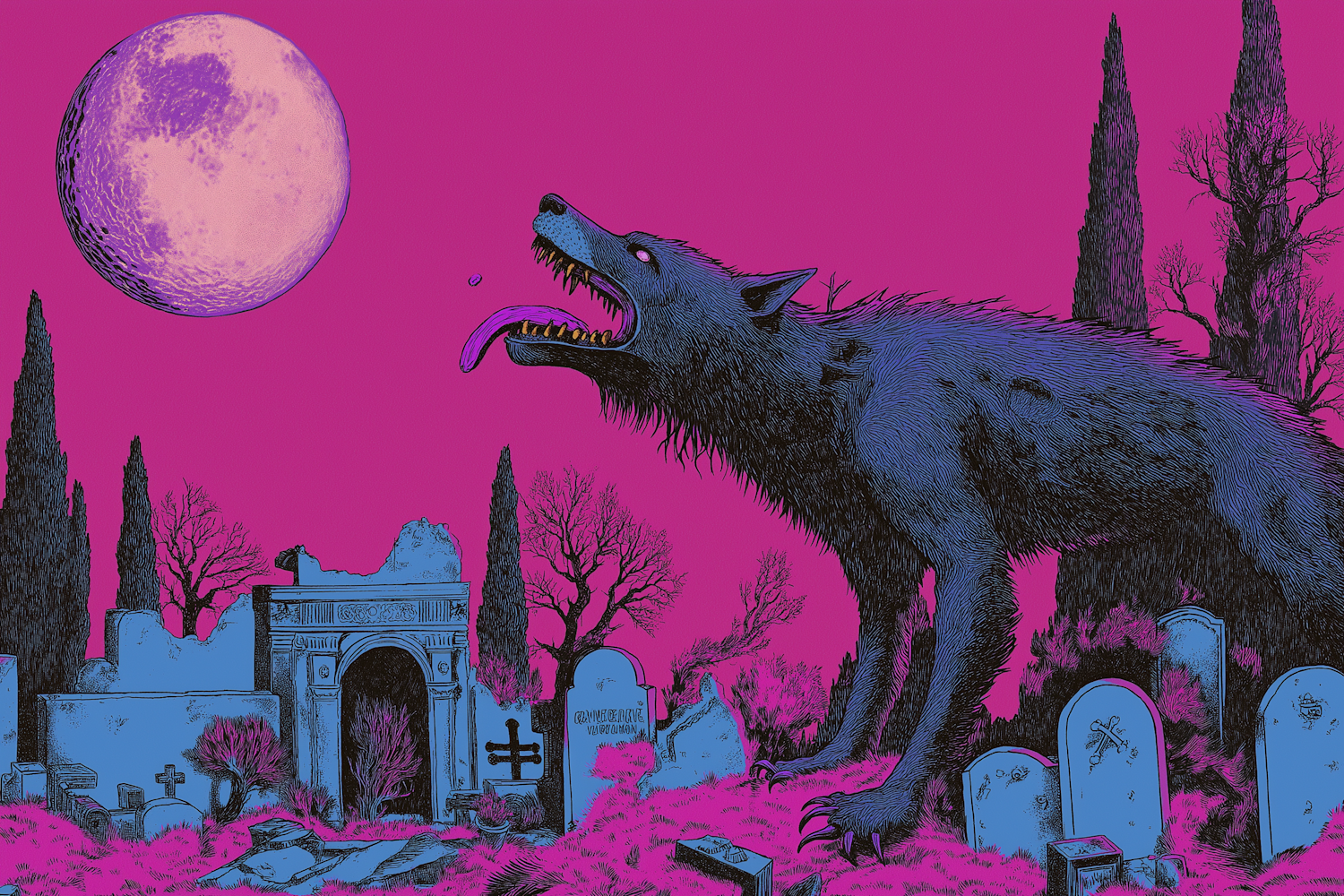 Wolf-like Creature in Graveyard