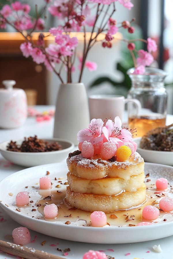 Artistic Doughnuts with Cherry Blossoms