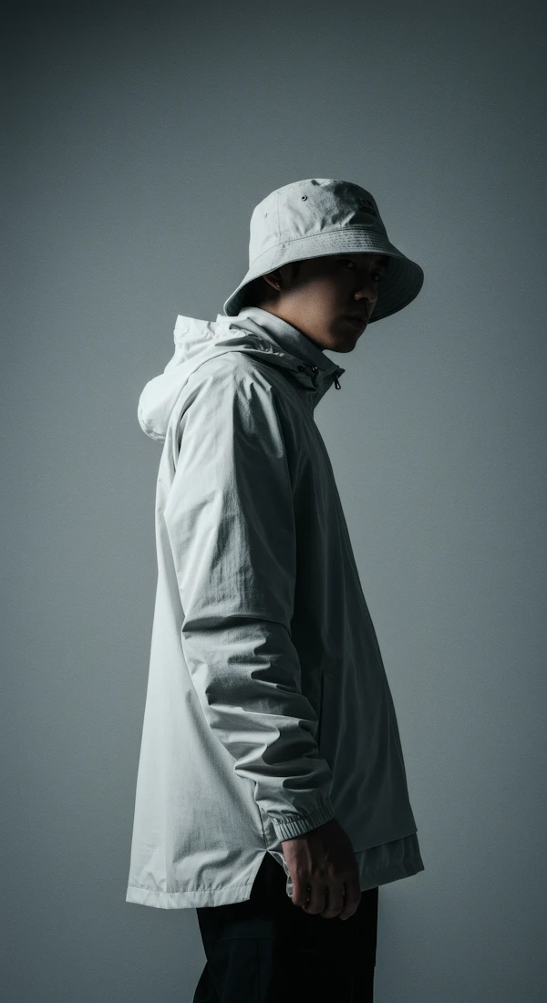Contemplative Profile in Minimalist Fashion