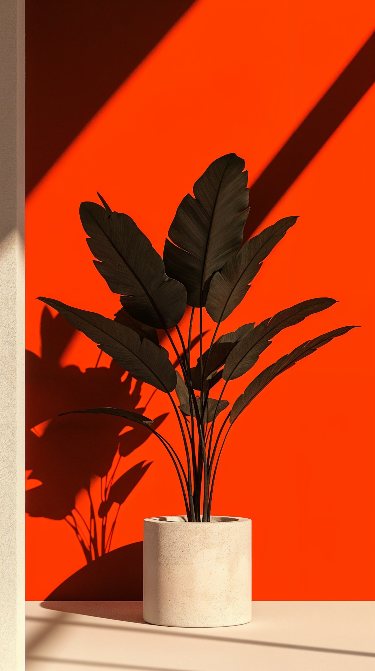 Potted Plant on Orange Background