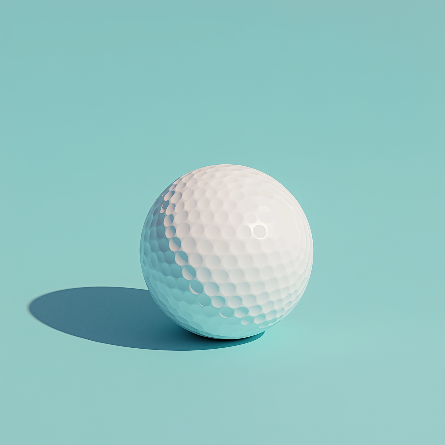 Single Golf Ball Against Light Blue Background