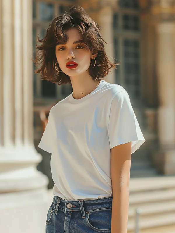 Sunlit Young Woman Outdoors