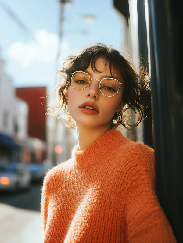 Contemplative Woman in Urban Setting