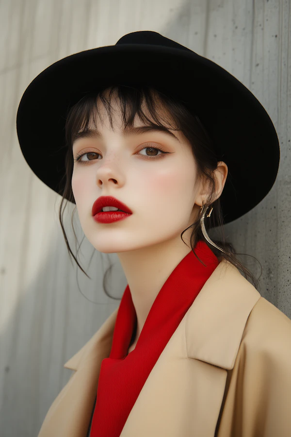 Elegant Portrait with Red Accents