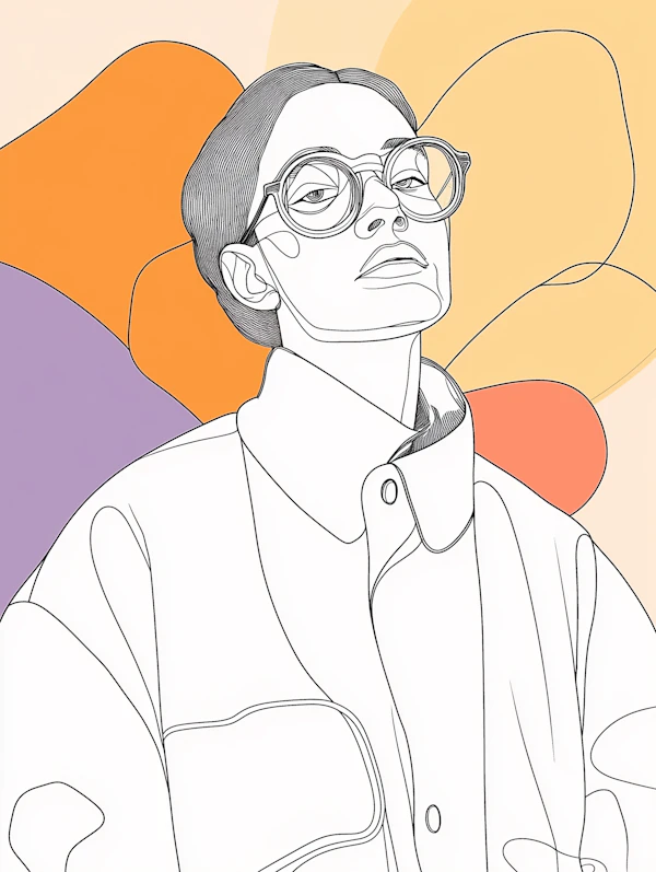 Stylized Portrait with Abstract Background
