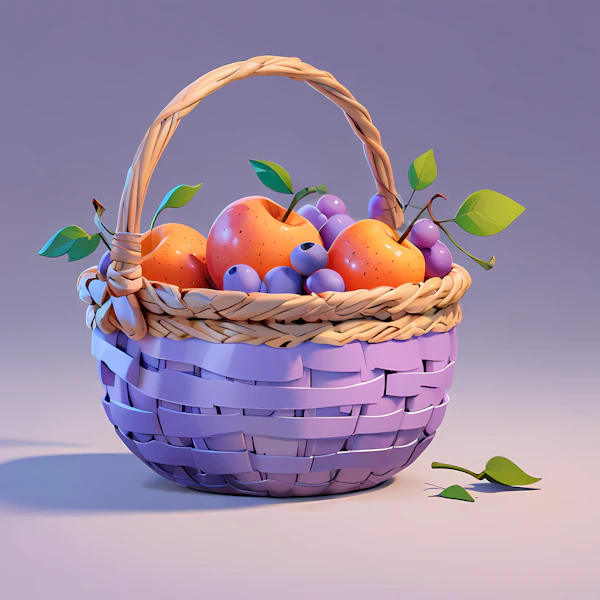 Fruit Basket with Apples and Grapes
