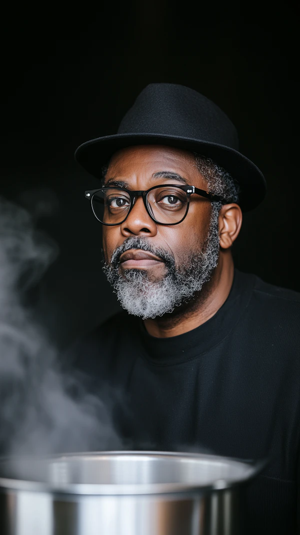 Contemplative Man with Steam