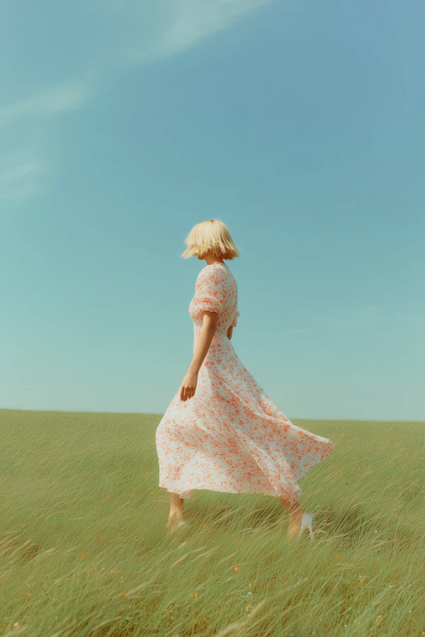 Woman in Lush Field