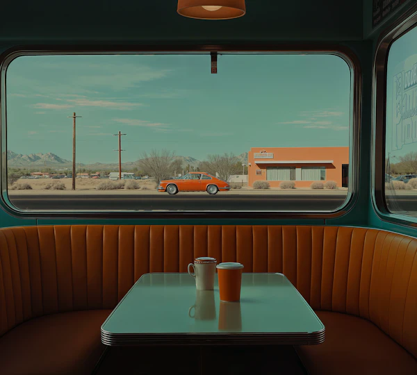 Retro Diner Booth Scene