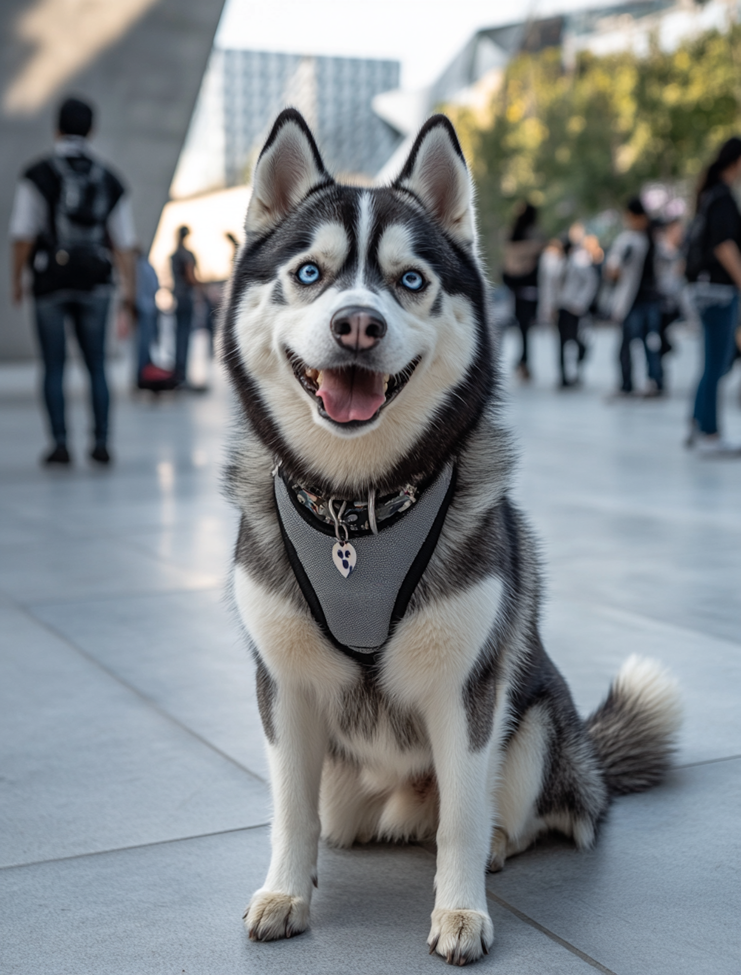 Charismatic Husky on Pavement