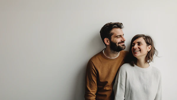 Affectionate Couple in Neutral Tones