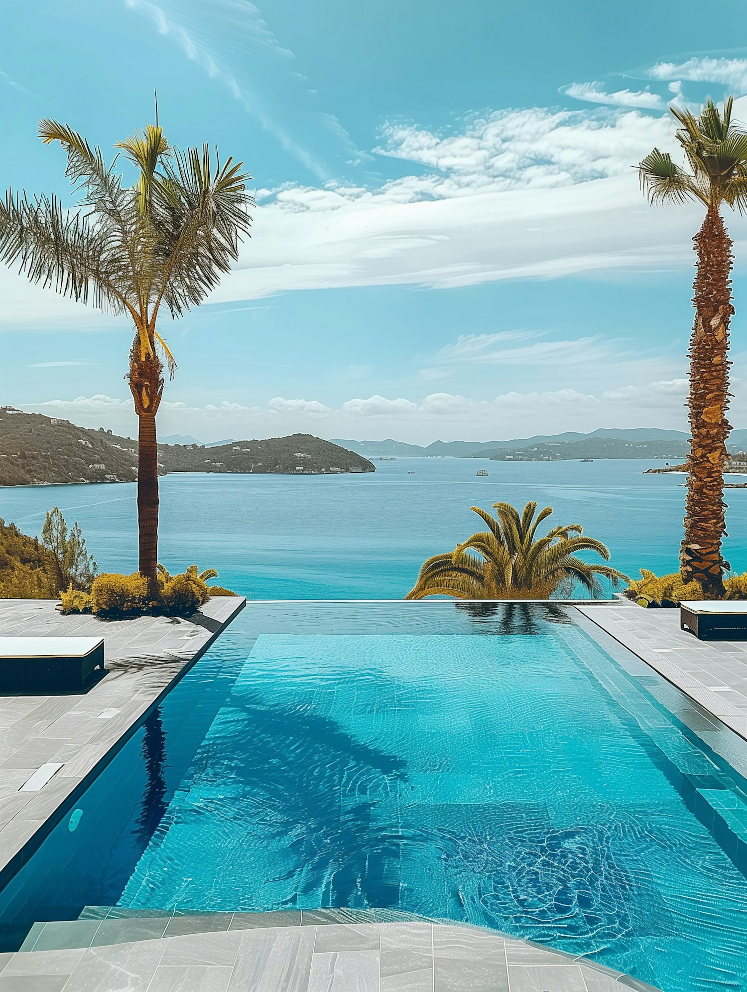 Luxurious Infinity Pool Overlooking Coastal Landscape